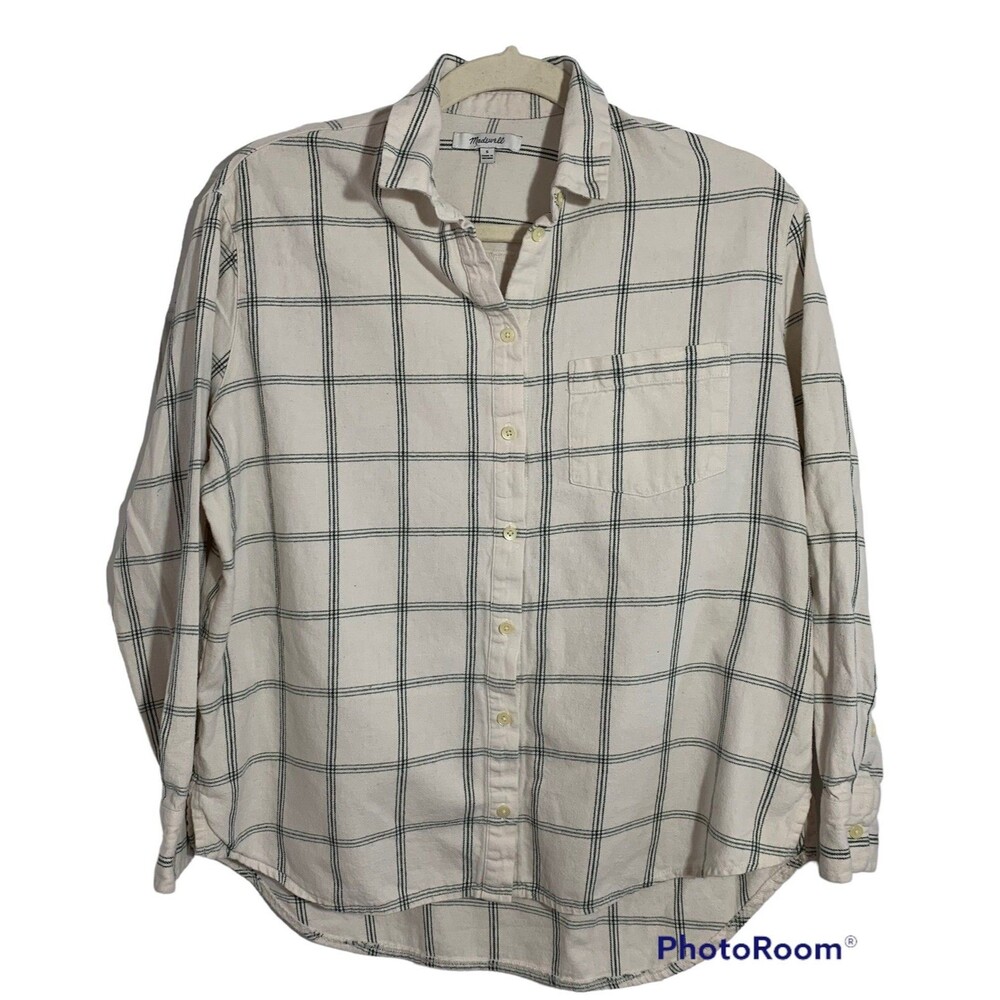 Madewell 100% Cotton Button Up Box Plaid Top Size Small